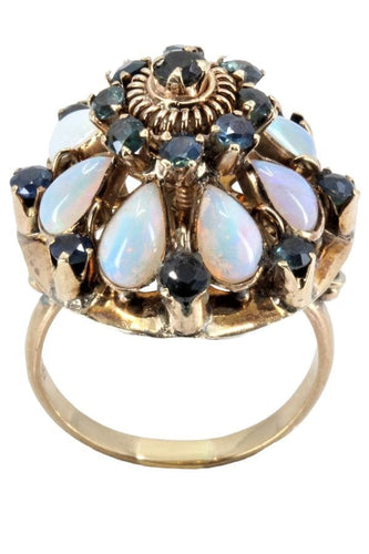 Bague BAGUE ORNEMENTALE OPALES ET SAPHIRS 58 Facettes 057911