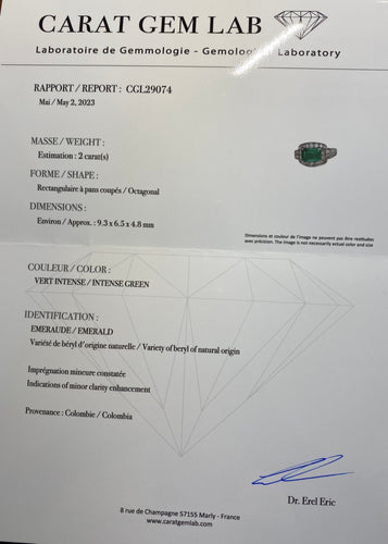 Bague Bague Art-Deco en platine, émeraude certifiée et diamants 58 Facettes