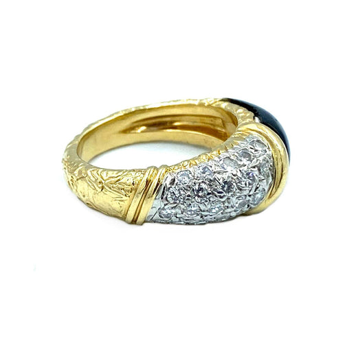 Bague Van Cleef & Arpels. Bague or, platine, onyx et diamants 58 Facettes