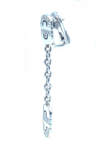 Boucles d'oreilles BVLGARI. Boucles d’oreilles Parentesi or blanc et diamants 58 Facettes