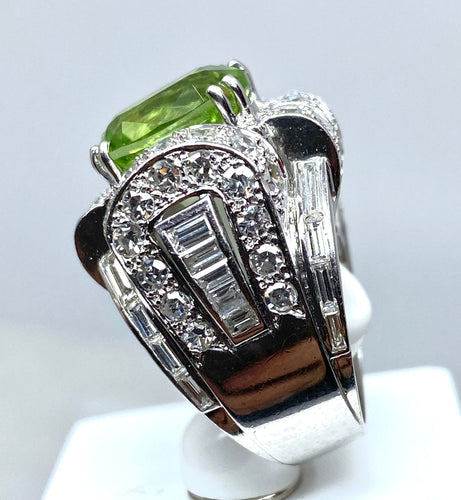 Bague 51 Bague Art Déco Platine diamants et péridot 58 Facettes