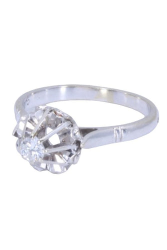 Bague 55 Solitaire Or blanc Diamant 58 Facettes 082401