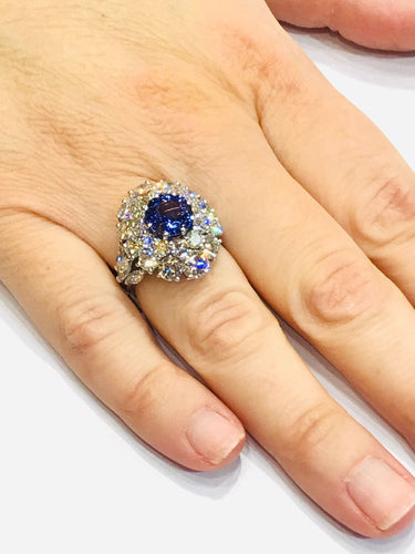 Bague Bague Or blanc Diamants Tanzanite 58 Facettes