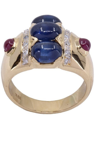 Bague BAGUE SAPHIR RUBIS DIAMANTS 58 Facettes 074351