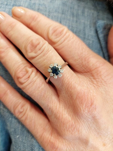 Bague 61 BAGUE MARGUERITE SAPHIR ET DIAMANTS 58 Facettes 073511