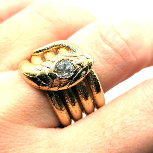 Bague Bague serpent or jaune diamants 58 Facettes 2716