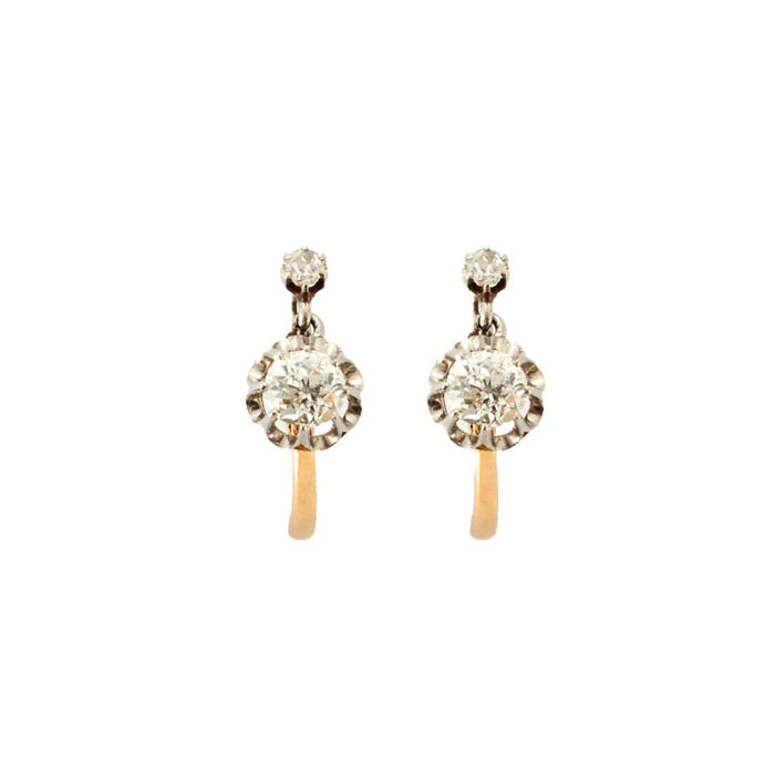 Boucles d'oreilles dormeuses 2 ors Diamants 58 Facettes 230470