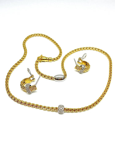 Collier Parure 2 pièces signée FOPE en or 18 carats et diamants 58 Facettes