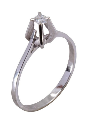 Bague 54 SOLITAIRE OR BLANC DIAMANT 58 Facettes 078461