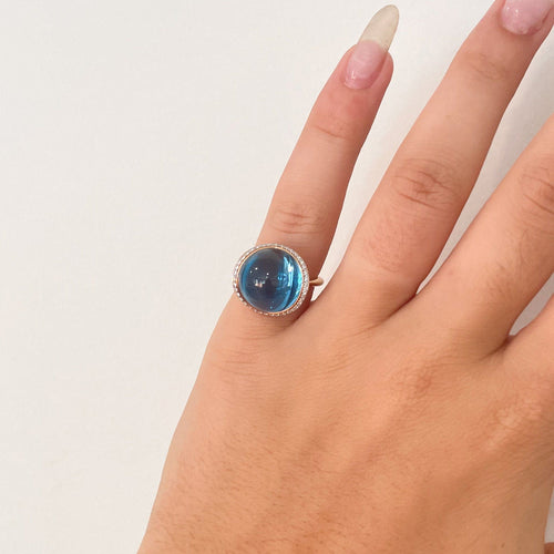 Bague 51 Bague Topaze bleue Diamants 58 Facettes
