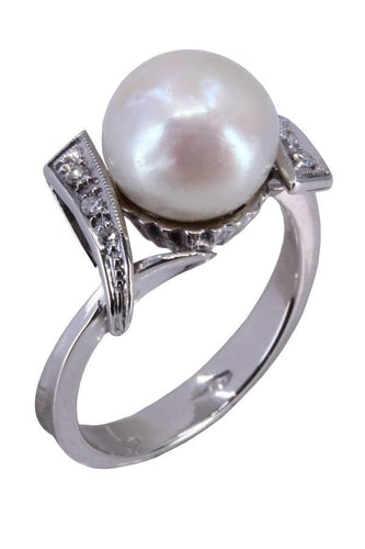 Bague BAGUE PERLE ET DIAMANTS 58 Facettes 076141