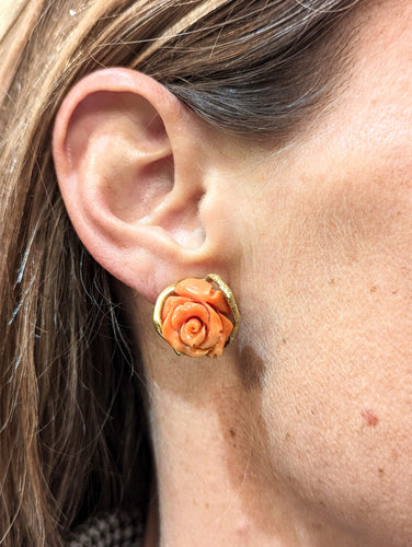 Boucles d'oreilles Boucles d'oreilles roses en corail et or 58 Facettes