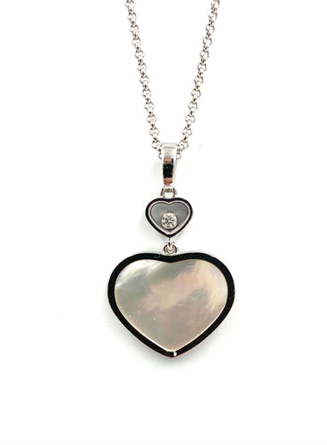 Collier Chopard. Collection Happy Hearts, collier or blanc, nacre et diamant 58 Facettes
