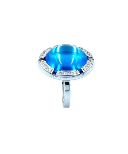 Bague Bague CHAUMET en or blanc, topaze et diamants 58 Facettes