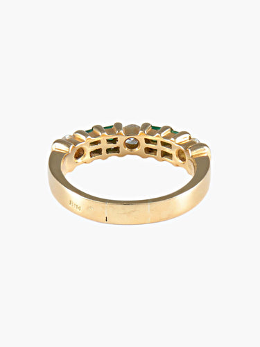 Bague 52 Demi-alliance Emeraudes Diamants 58 Facettes