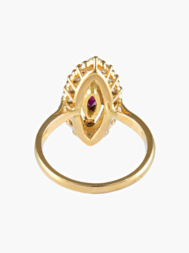 Bague Bague ancienne navette rubis or jaune 58 Facettes LP5-41