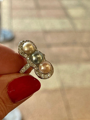 Bague 56 Bague Trilogie Perles de Couleur 58 Facettes 1046905