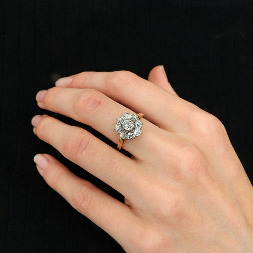 Bague Bague marguerite diamants, fin XIXème 58 Facettes 0