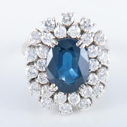 Bague 51 Bague double entourage Saphir Diamants 58 Facettes