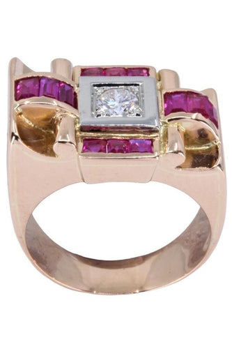 Bague 52 BAGUE TANK RUBIS ET DIAMANTS 58 Facettes 066211