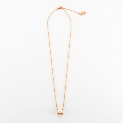 Collier Cartier - Collier "C" or rose et perle de culture Akoya 58 Facettes