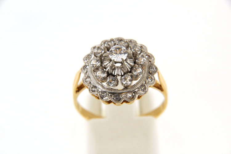 Bague 57 Bague Margueritte en Or jaune, saphir blanc & Diamants 58 Facettes 6303k