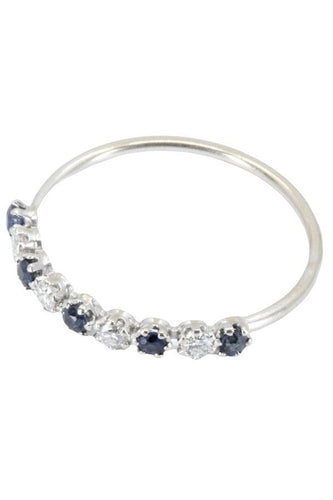 Bague DEMI-ALLIANCE SAPHIRS ET DIAMANTS 58 Facettes 047981