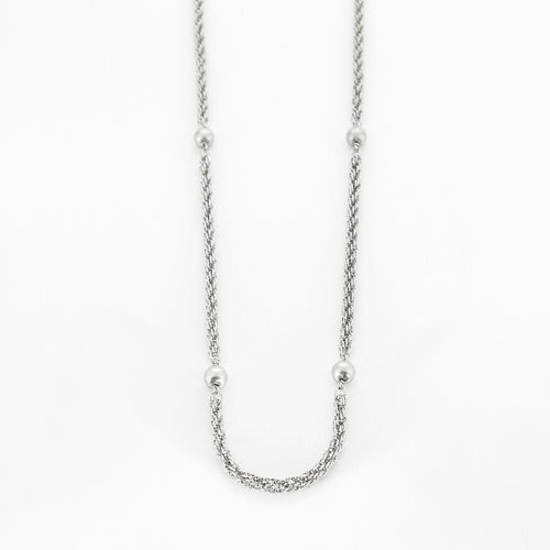 Collier Sautoir Billes or gris 58 Facettes