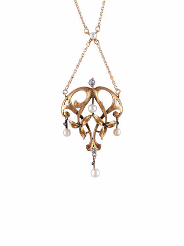 Collier Collier Art Nouveau Perles et Diamants 58 Facettes