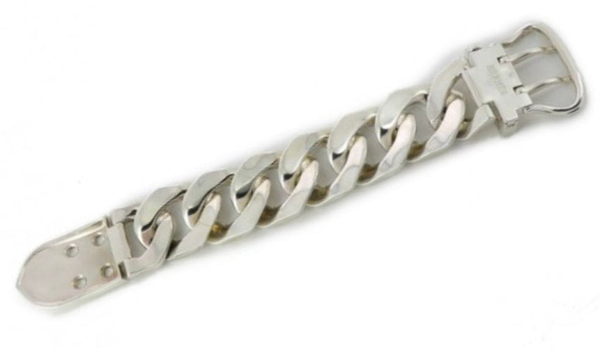 Bracelet HERMÈS. Collection Boucle Sellier, bracelet argent TGM 58 Facettes