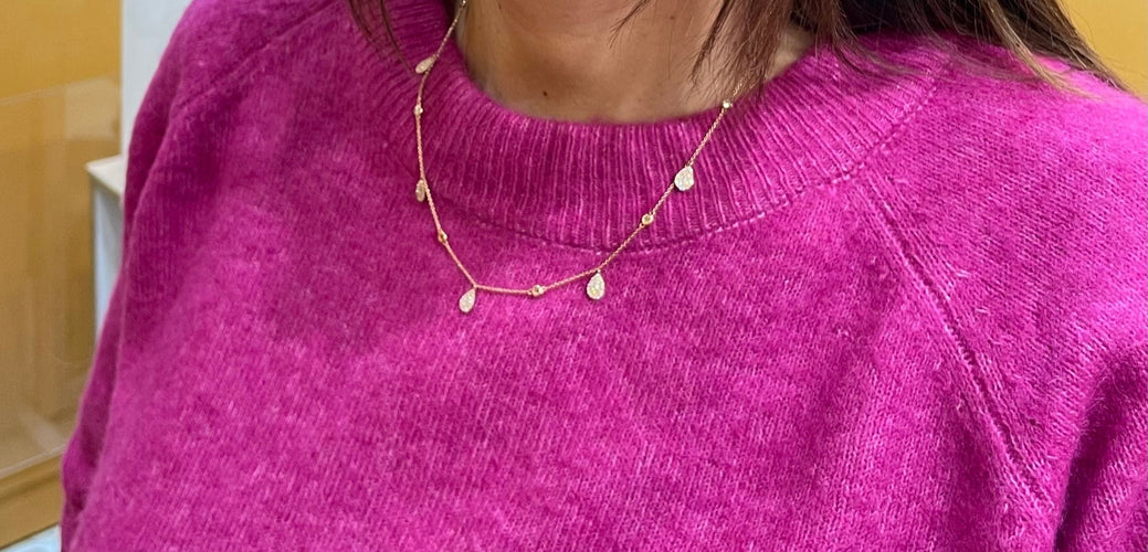 Collier Collier en or rose et motifs en diamant 58 Facettes