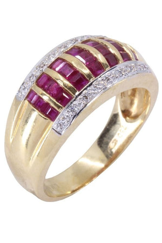 Bague Bague rubis calibrés et diamants 58 Facettes 074811