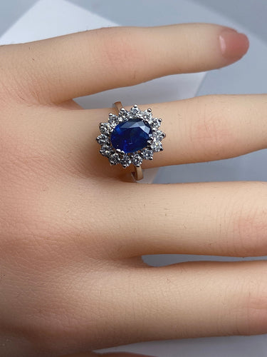 Bague 51 Bague marguerite saphir et diamants 58 Facettes AB152