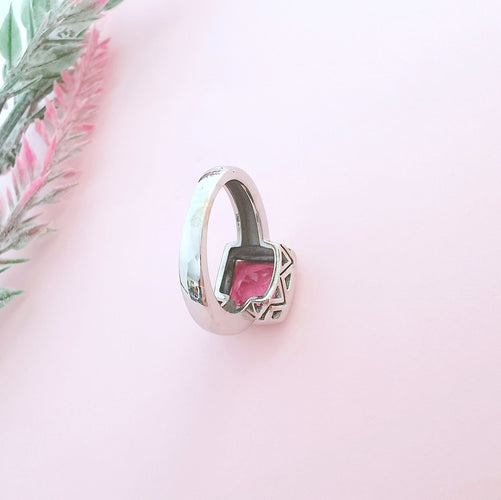 Bague Bague Or blanc Tourmaline rose 58 Facettes AA 1628