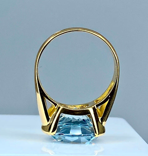 Bague 55 Bague Or jaune Aigue-marine 58 Facettes AB292