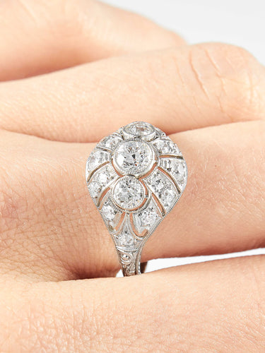 Bague 56 Bague Dôme Platine Diamants 58 Facettes