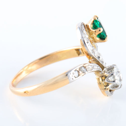 Bague Bague Toi & Moi émeraude diamant 58 Facettes 2845