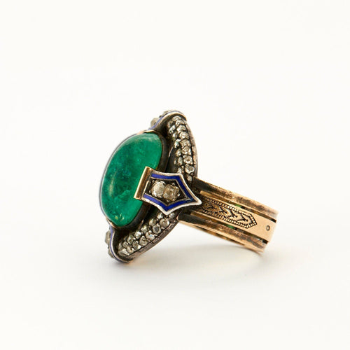 Bague 53 Bague Saphir Emeraude cabochons 58 Facettes