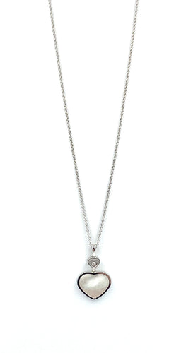 Collier Chopard. Collection Happy Hearts, collier or blanc, nacre et diamant 58 Facettes