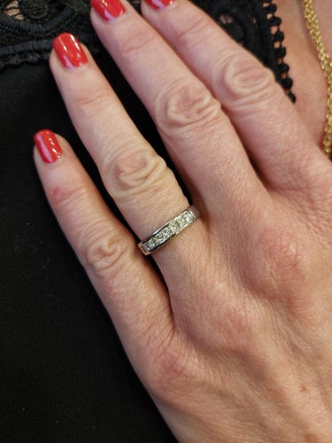 Bague 53 DEMI-ALLIANCE DIAMANTS PRINCESSE 58 Facettes 074031