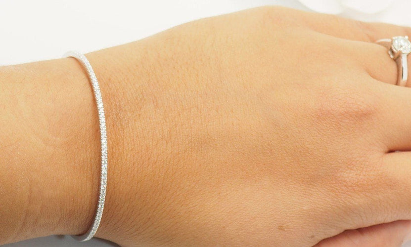 Bracelet Bracelet Jonc Or blanc Diamants 58 Facettes 30939