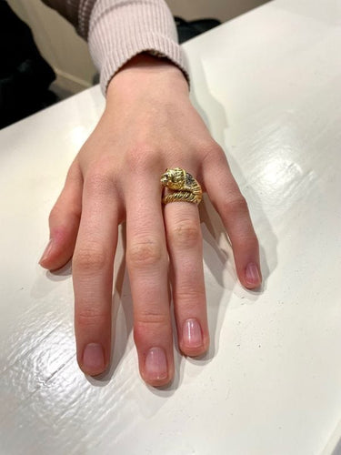 Bague 51 BAGUE TÊTE DE LION RUBIS ET DIAMANTS 58 Facettes 046871