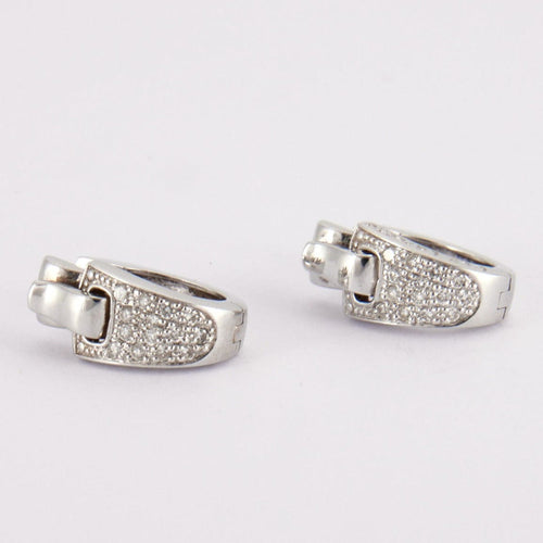 Boucles d'oreilles GUY LAROCHE - créoles en or gris, diamants 58 Facettes