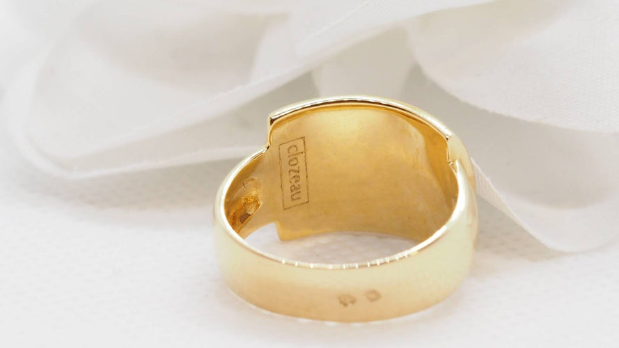 Bague 55 Bague Clozeau or jaune diamants résine 58 Facettes