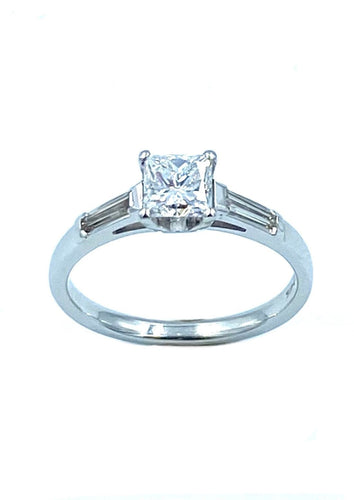 Bague 55 Bague platine et diamant princesse 58 Facettes