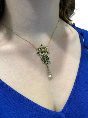 Collier COLLIER ANCIEN ÉMAIL ET PERLES 58 Facettes 053301