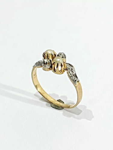 Bague 52.5 Bague Toi Et Moi Or Diamants Et Perles 58 Facettes 2308/1