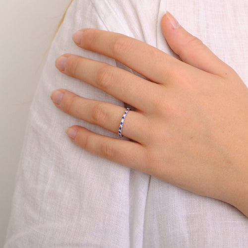 Bague Bague Alliance diamants et saphirs 58 Facettes