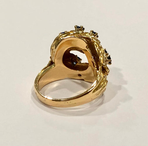 Bague 56 Bague massive or jaune et saphirs 58 Facettes