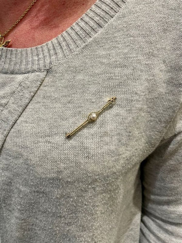 Broche BROCHE BARRETTE ANCIENNE PERLE ET DIAMANTS 58 Facettes 047860